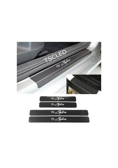 Opel Zafira Karbon Kapı Eşiği Koruma Sticker Yapıştırma (4 Adet)