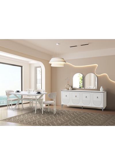 İrem Modern Dolaplı Çekmeceli Aynasız Konsol 180 47 80 Ekru