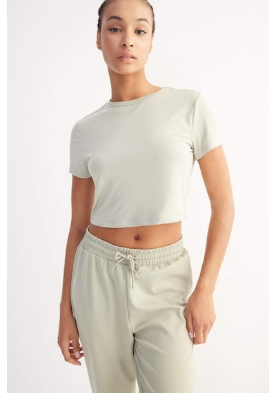 DeFactoFit Crop Bisiklet Yaka Basic Düz Sporcu Kısa Kollu Tişört D7295AX25SPKH513