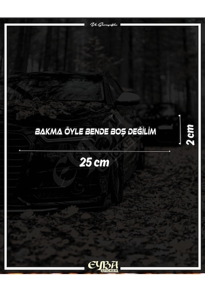 Bakma Öyle Bende Boş Değilim. Oto Arka Cam Yazı Sticker Beyaz 25x2 Cm