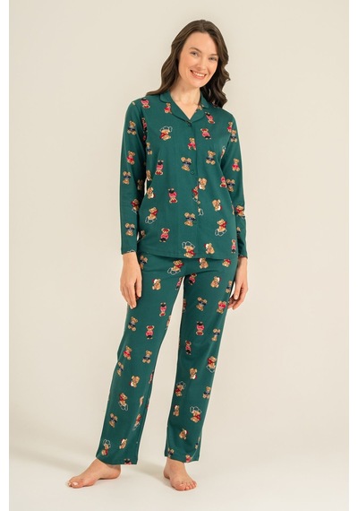 Rolypoly Anne Kız Winter Bear Yeşil Gömlek Pijama Takımı Rp3919-a-v1 Rp3919-a-v1