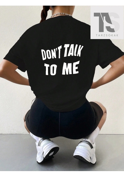 Slogan Grafikli Düşük Omuzlu Tişört Beyaz