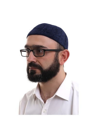 Lacivert Kışlık Sade Desenli Kadife Namaz Takkesi Lacivert