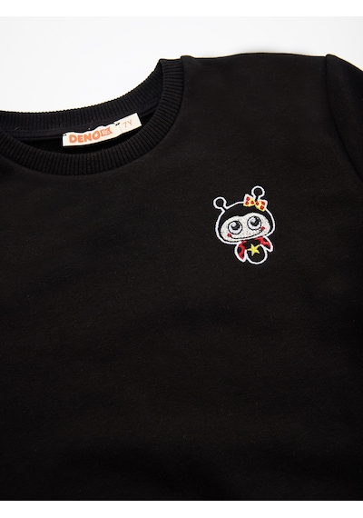 Uğurböceği Kız Çocuk Siyah Sweatshirt