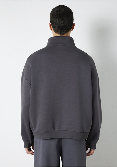 Mavi - Mavi Logo Baskılı Yarı Fermuarlı Antrasit Sweatshirt 0s10208-70101 Antrasit