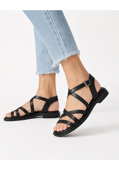 Dadwolf Rahat Taban Çok Bantlı Bilekten Tokalı Yazlık Gladyatör Model Düz Taban Sandalet Siyah Dadwolf Rahat Taban Çok Bantlı Bilekten Tokalı Yazlık Gladyatör Model Düz Taban Sandalet Siyah