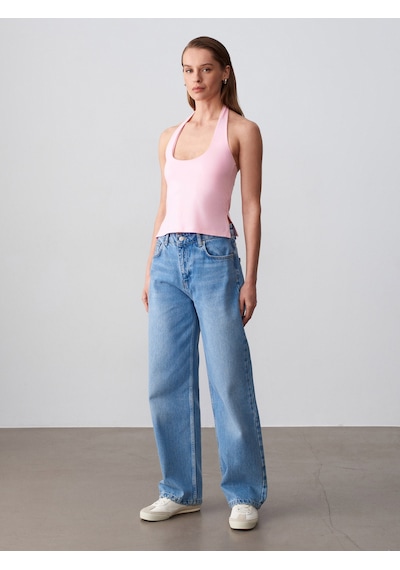 Dilvin 32726 Halter Yaka Top-toz Pembe