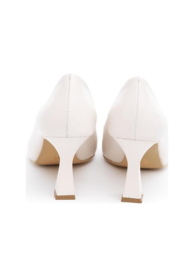 Derinet Hakiki Deri Kadın Stiletto Bej Bej