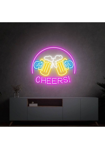 Cheers Yazılı Ve Şekilli Neon Tabela Çok Renkli