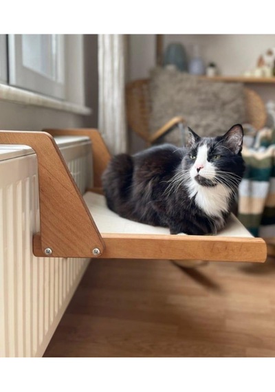 Kalorifere Asılan Kedi Yatağı - Ahşap Petek Askısı Ve Kedi Hamağı