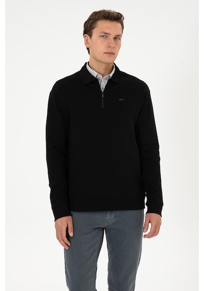 U.S. Polo Assn. Erkek Comfort Fit Yarım Fermuarlı Siyah Sweatshirt 50316484-VR046 U.S. Polo Assn. Erkek Comfort Fit Yarım Fermuarlı Siyah Sweatshirt 50316484-VR046