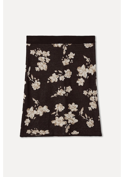 Mudo Kadın Kadın Koyu Kahverengi Jakarlı Floral Desenli Mini Etek 1263503 Koyu Kahve
