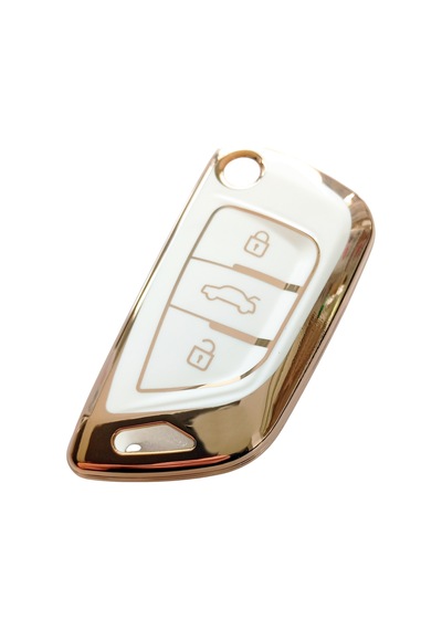 Bmw Tipli Kd Keydiy Nb29 Uyumlu Kumanda Anahtar Kılıfı Oto Anahtarlık Beyaz - Gold