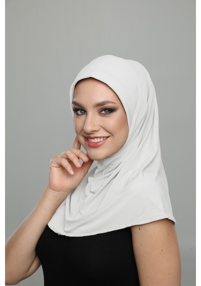 Elysianfidan Takmatik Sade Krem Hazır Türban Tesettür Havuz Bonesi Namaz Örtüsü Krem