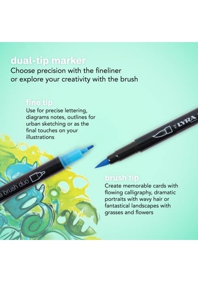 Aqua Brush Duo Çizim Kalemi Askılı Paket 12'li Genel