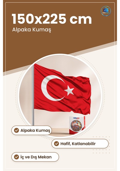 Türk Bayrağı 150x225 Cm Alpaka Kumaş Duvar Dekorasyon Ürünü Tören Diğer