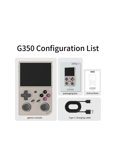 G350 Gri Retro El Oyun Konsolu 64 Gb - 3.5 İnç Ips Ekran Rk3326 İşlemci 3200 Mah Batarya Psp, Ps1, Nds Destekli