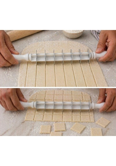 Kare Mantı Kesme Aparatı Hamur Kesici Merdane Çoklu 7 Bıçaklı Hamur Bölücü Mantı Ravioli Erişte Kesici Mutfak