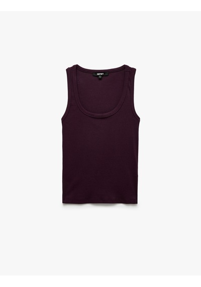 Koton Slim Fit Pamuklu Kolsuz U Yaka Fitilli Atlet Mürdüm 7wak10004ek Mor