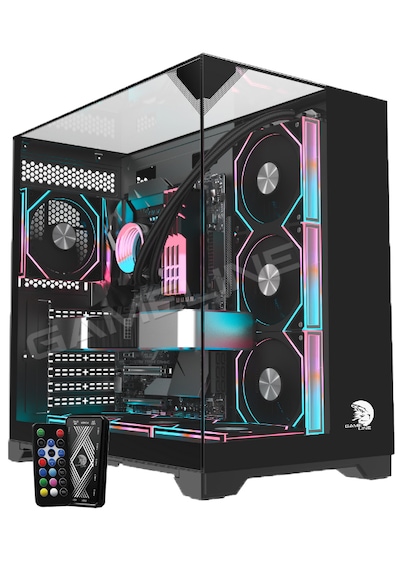Gameline Carısma 7x Argb Kumandalı Fan Topglass Usb 3.0 Gaming Bilgisayar Kasası Siyah