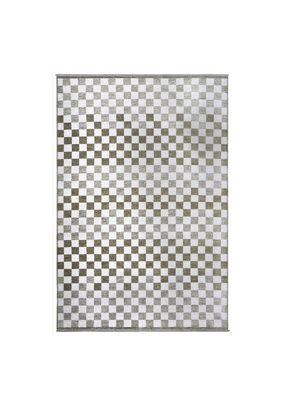 Yeşil Beyaz Modern Geometrik Dama Desenli Yıkanabilir Halı - Yo30035xm Yeşil - Beyaz