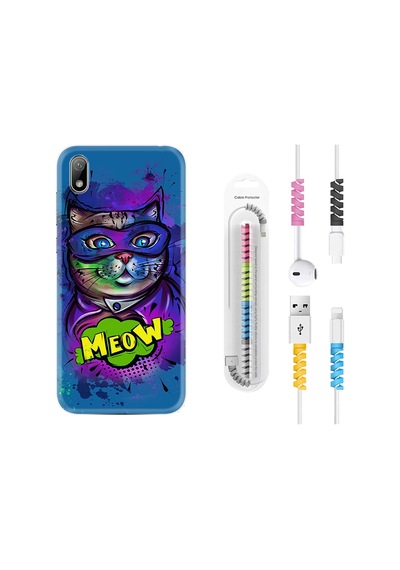 Huawei Y5 2019 Kılıf Kablo Koruyuculu Super Meow 1715