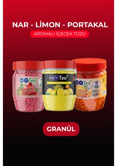 Mytee 3'lü Limon - Portakal - Nar Aromalı Granül İçecek Tozu 3 X 250gr 750 G