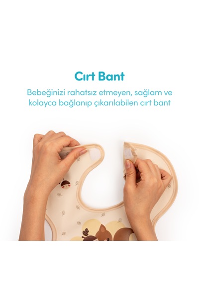 Sevi Bebe Cırtlı Muşamba Önlük Sincap Art 22-183 Somon