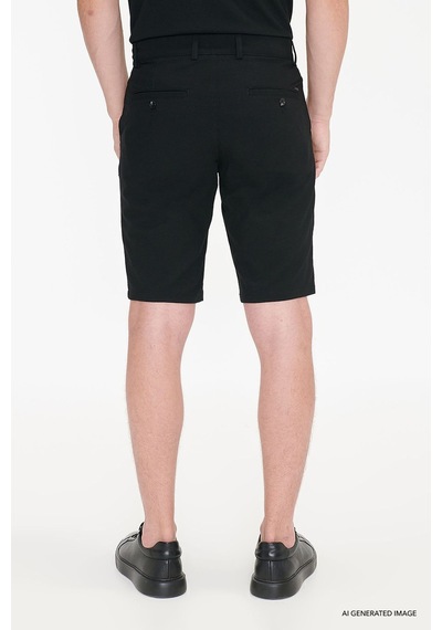Ac&co Erkek Sıyah Slim Fit Dar Kesim Yan Cepli Gofre Desenli Esnek Şort Siyah