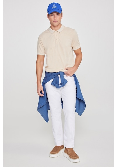 Ac&Co / Altınyıldız Classics 488670661 Düğmeli Polo Yaka Cepsiz Slim Fit Erkek Tişört Bej