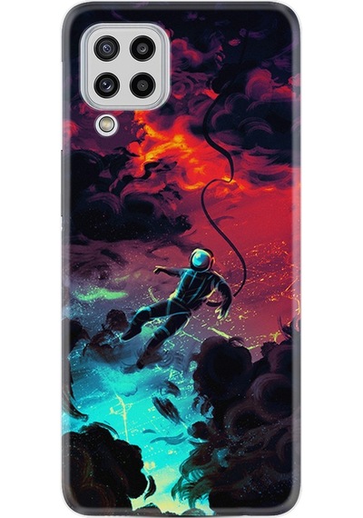 Samsung Uyumlu Galaxy M22 Kılıf Silikon Astronot Düşerken 1696
