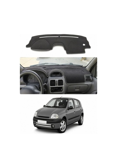 Renault - Clio 2 Ekranli 1998-2012 Uyumlu Torpido Koruma Kılıfı - Gri Şeritli