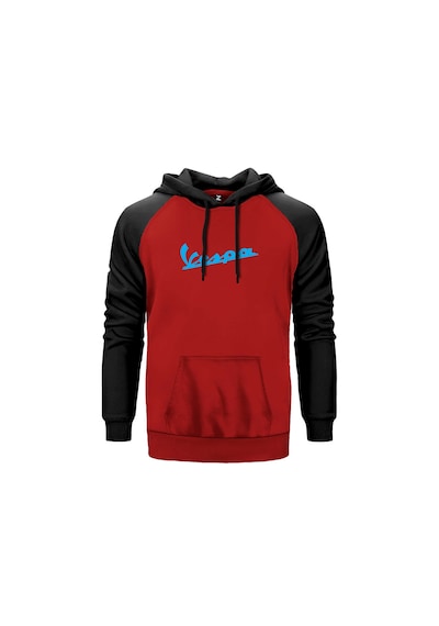 Vespa Text Blue Kırmızı Renk Reglan Kol Sweatshirt Kırmızı
