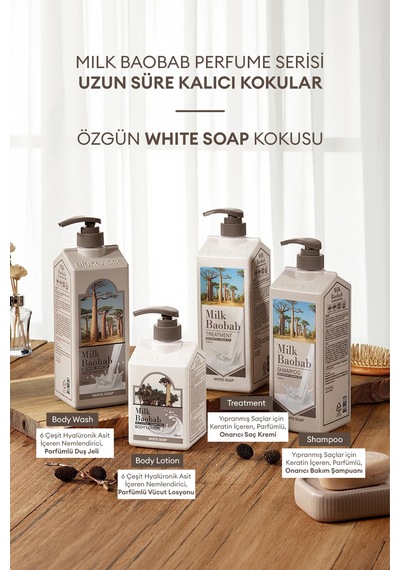 Yıpranmış Saçı Onaran Parfümlü Keratinli Şampuan Mılk Baobab Perfume Shampoo White Soap Tüm Saç Tipleri