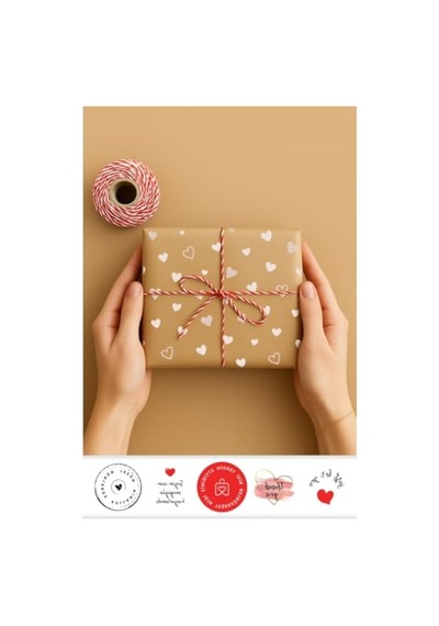5 Adet Kalpli Paket Kağıdı Ve 35 Adet Sticker İçeren Ambalaj Seti 124-Pembe
