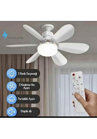 30w Uzaktan Kumandalı Tavan Tipi Fan Ampul Ayarlanabilir Işık Ve Serinletici Fan