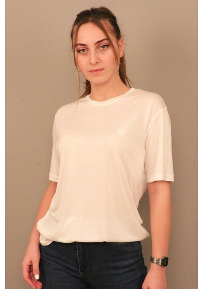 Rich Kadın O Yaka T-shirt Tişört Beyaz