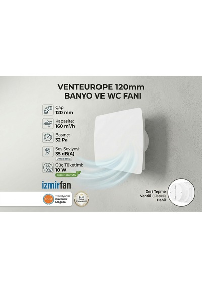 Joy 100 Bd 105m/h Banyo Ve Tuvalet Aspiratörü Klapeli Fan