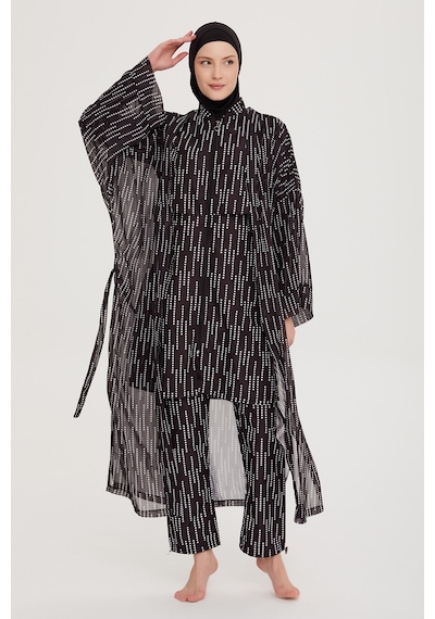 Remsa Mayo Remsa Tesettür Mayo Üzerine Tek Kaftan Kimono Pareo Rp006 Yasmin Siyah