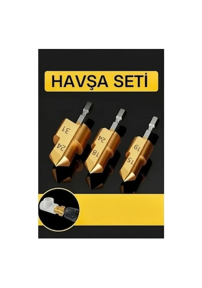 Plastik Boru Kalemtraş Kademeli Boru Açma Pvc Pprc Boru Tamir Delme Genişletme Onarımı İçin 3lü Havşa Seti Ba