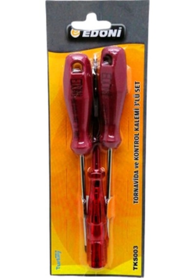 3 Parça Set Tornavida Yıldız - Düz - Kontrol Kalemi 5324