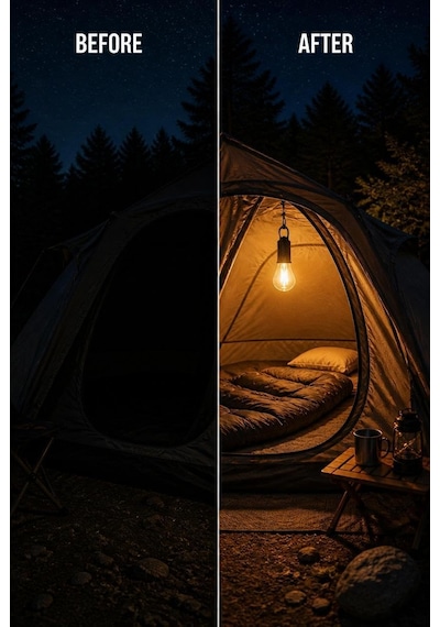 Type C Şarjlı Kamp Lambası Solar Şarj Destekli Taşınabilir Led Kamp Ampulü Sıcak Işık Modlu Askılı Acil Durum Çadır Lambası Outdoor Gece Lambası