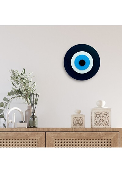 Minimalist Siyah Nazar Boncuğu El Yapımı Ahşap Büyük Nazarlık 15