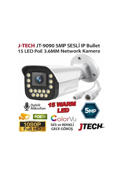 J-tech 5mp Sesli 3 Lü 9090 İp Renkli Gece Görüşlü 500gb Akıllı Güvenlik Kamera Seti Yüz Ve Araç Ta