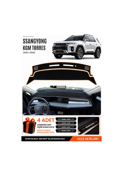 Ssangyong Kgm Torres 2023-2026 Uyumlu Torpido Örtüsü - Siyah-kahverengi - Ebz-trp-0491