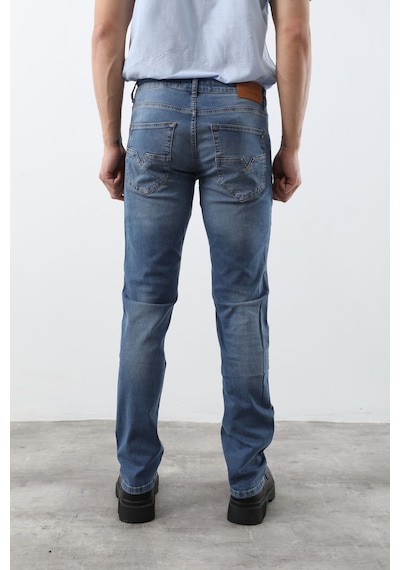 Banny Jeans Erkek Likralı Regular Fit Düz Jean Pantolon Mavi Mavi