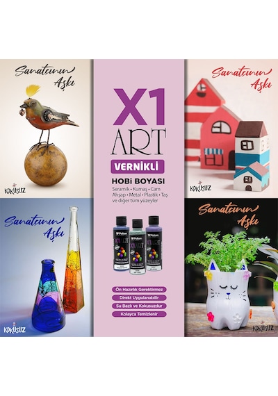 Polisan X1Art Vernikli Hobi Boyası 120Ml - 0027 Eflatun