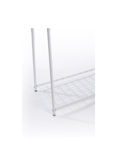 Raflı Metal Ayaklı Konfeksiyon Askılığı Beyaz Ayaklı Askılık Raflı Elbise Askılığı Kıyafet Askılığı Siyah