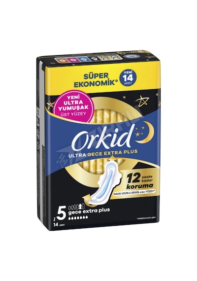 2 Adet Orkid Ultra Ekstra Dörtlü Hijyenik Ped Gece Plus 14'lü