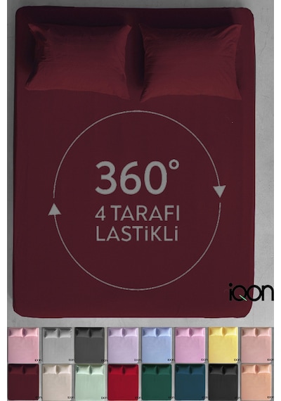 İqon Ranforce Dokuma Lastikli Çarşaf Takımı Tek Kişilik - 21 Renk Bordo